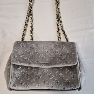 GUESS Gray Embossed Shoulder Bag